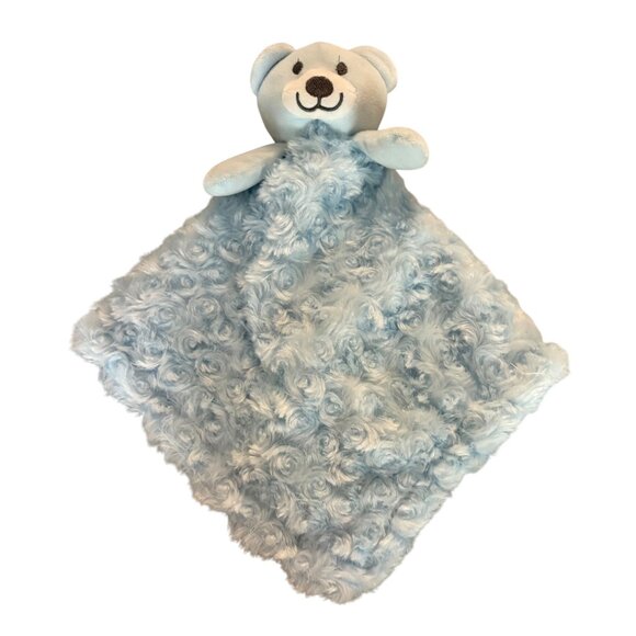 Blue Teddy Bear Plush Security Blanket Little Beginnings Soft Swirl Texture - Picture 4 of 7